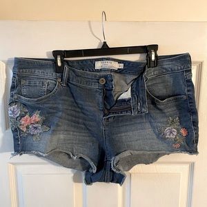 Torrid Jean Shorts with Floral Embroidery Embellishment